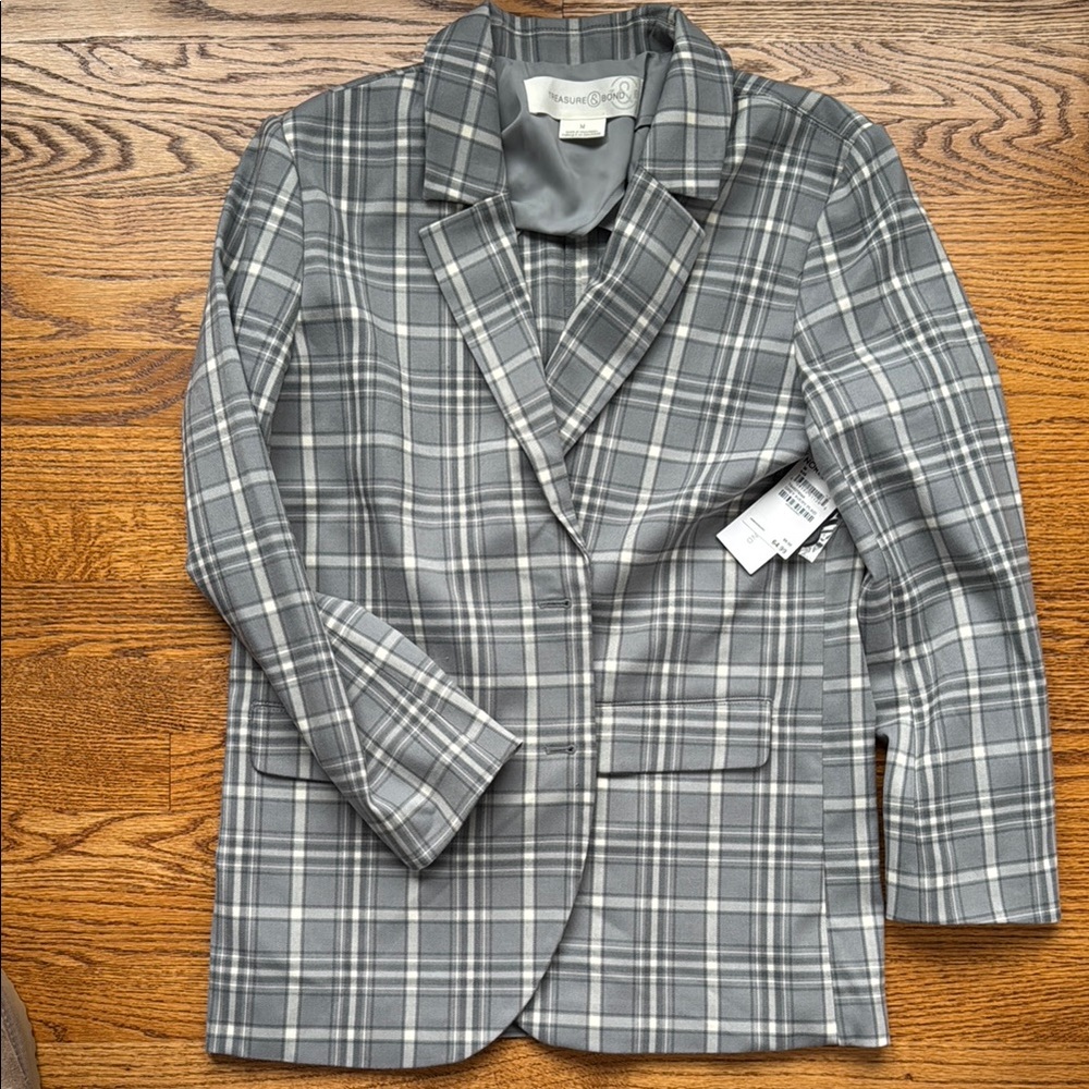 Gray Plaid Blazer